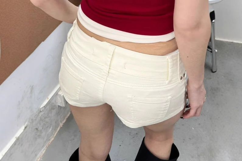 Vintage Y2K Low Rise White Denim Shorts