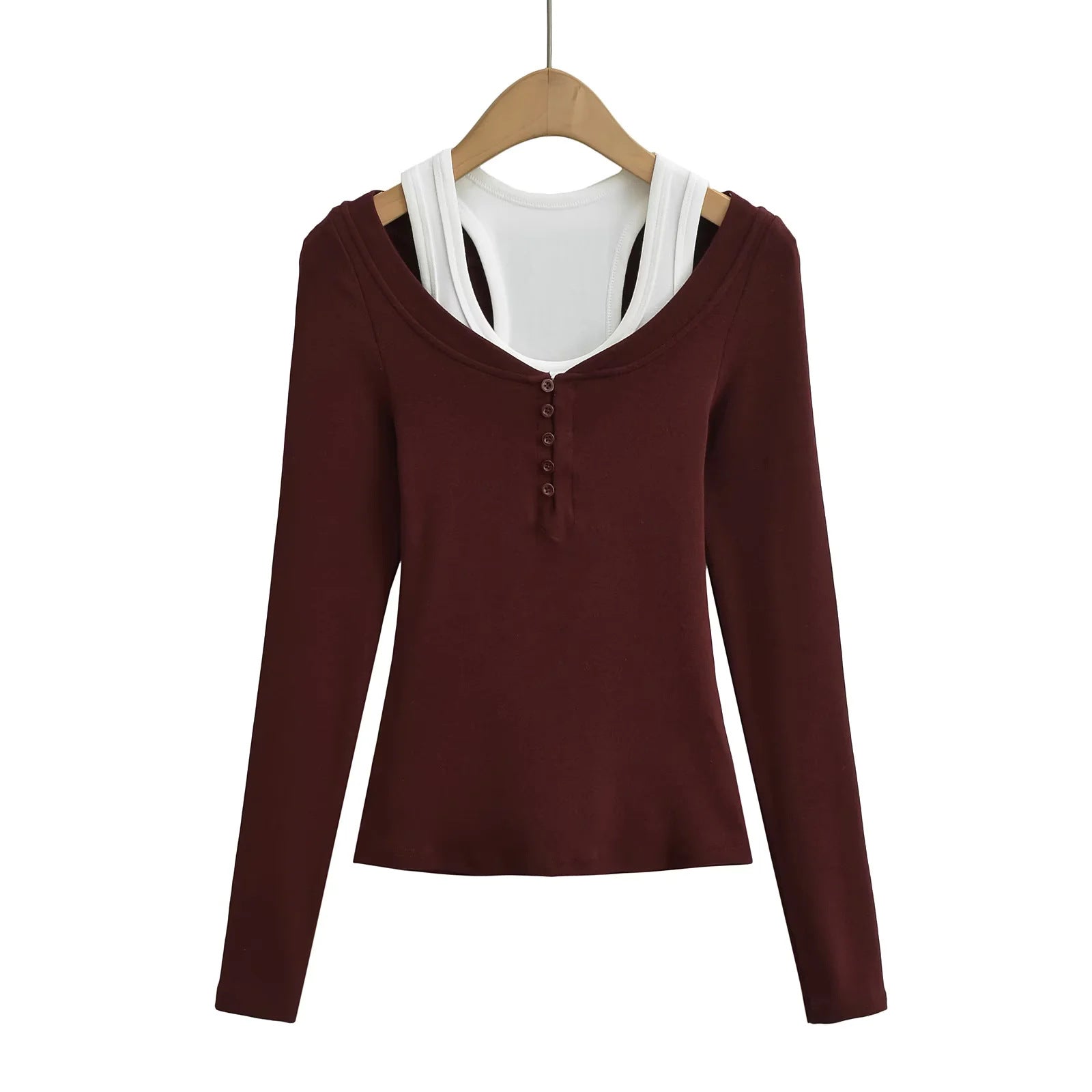 Tank top+V-neck button top two-piece set