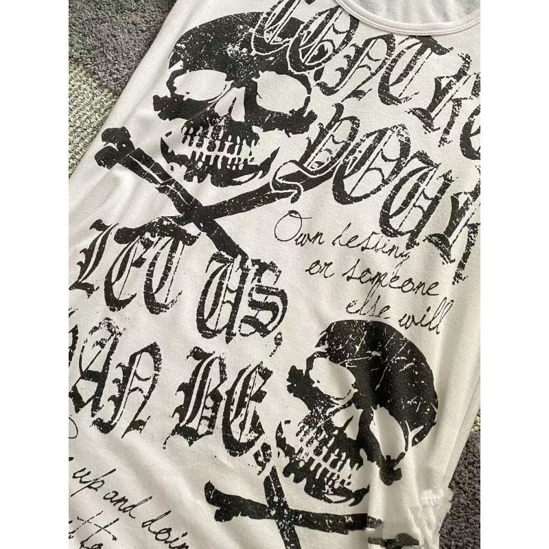American-style Premium Skull Print Top