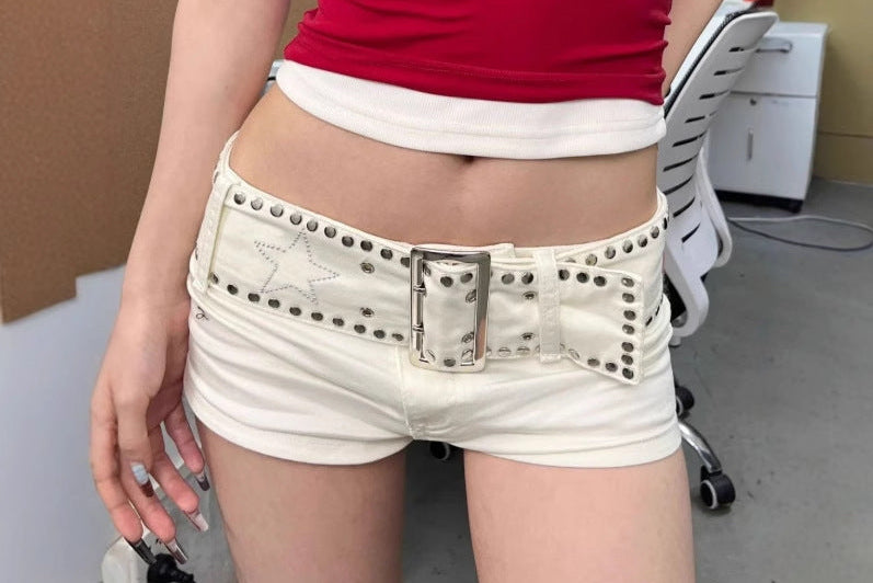 Vintage Y2K Low Rise White Denim Shorts