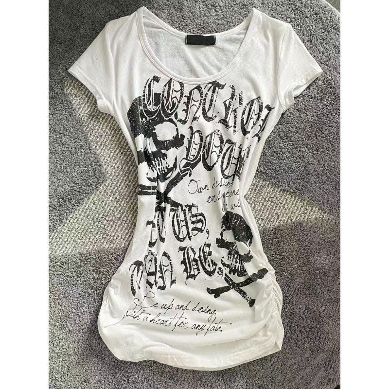American-style Premium Skull Print Top