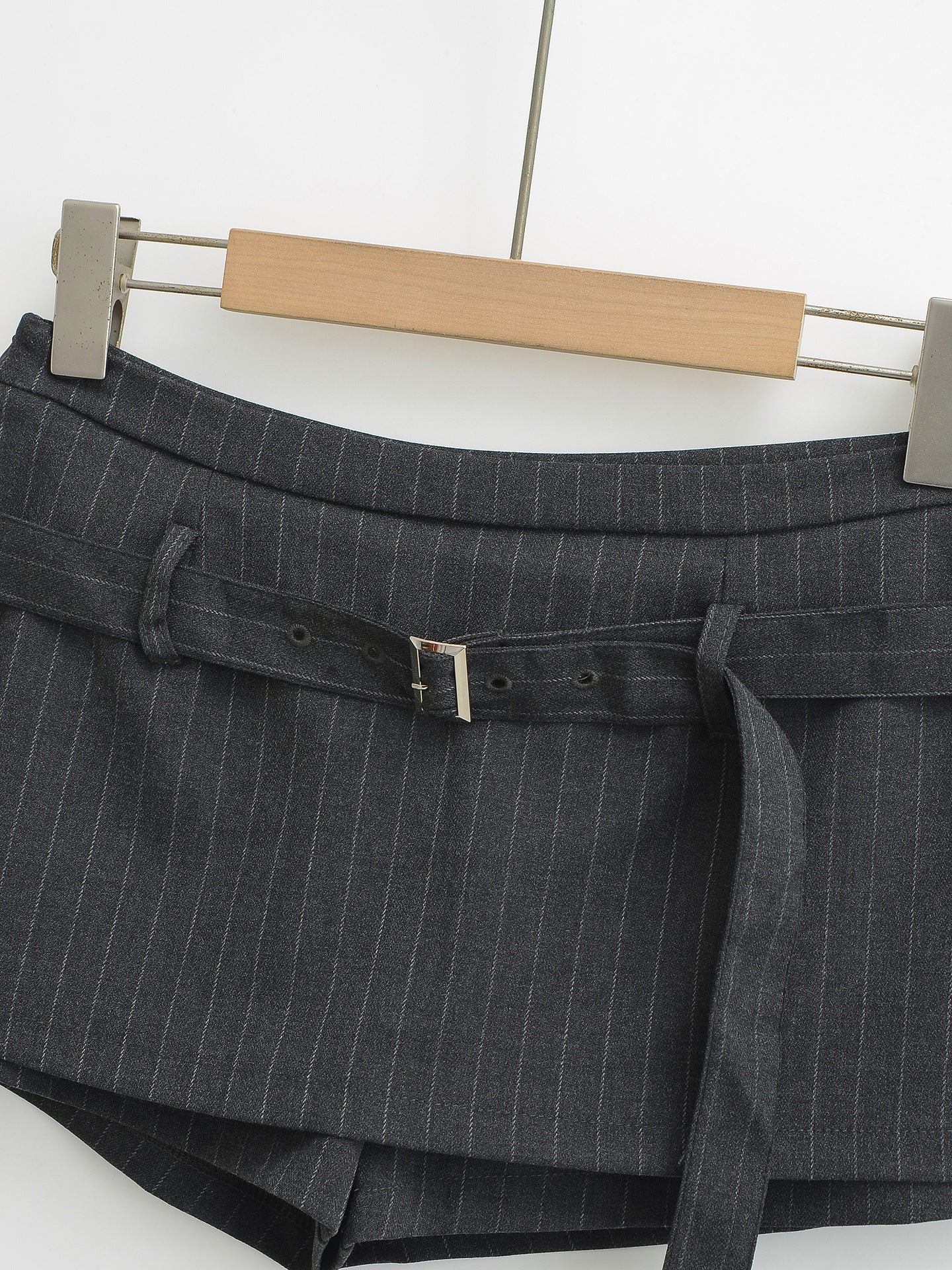 Low Waist Fake Two Piece Striped Pants Half length Skirt