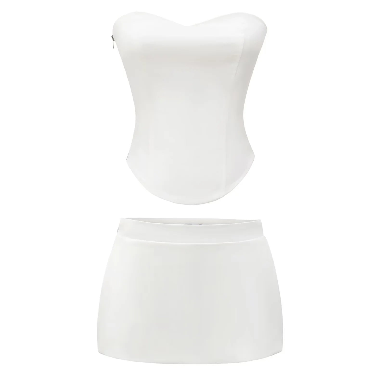 slim fitting suspender+low waist skirt ﻿