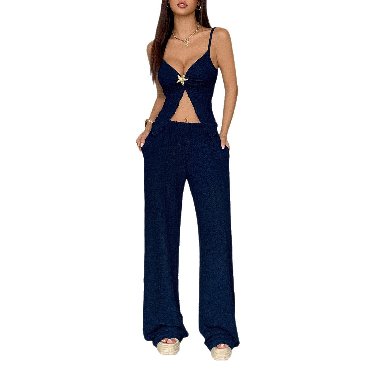 Y2K sexy suspender crop top pants set