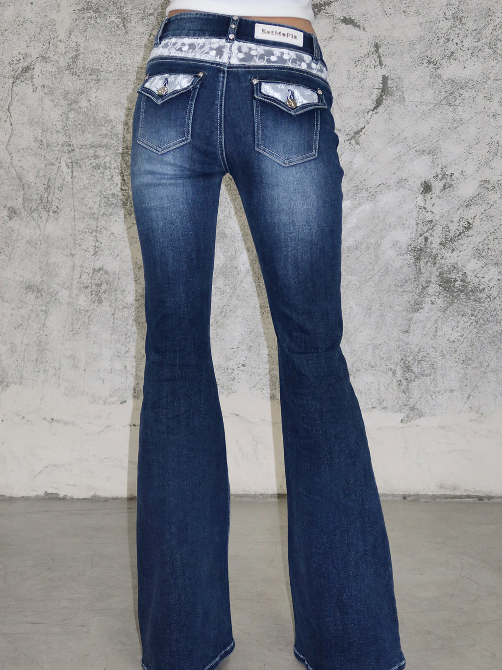 Low Rise Rhinestone Flare Jeans - Y2K Style