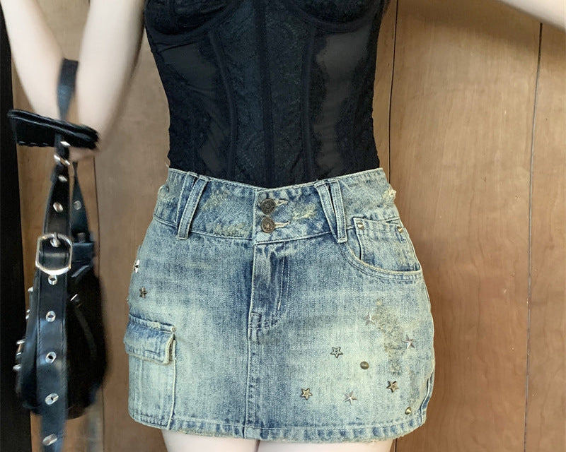Vintage Y2K Low Waist Denim Mini Skirt