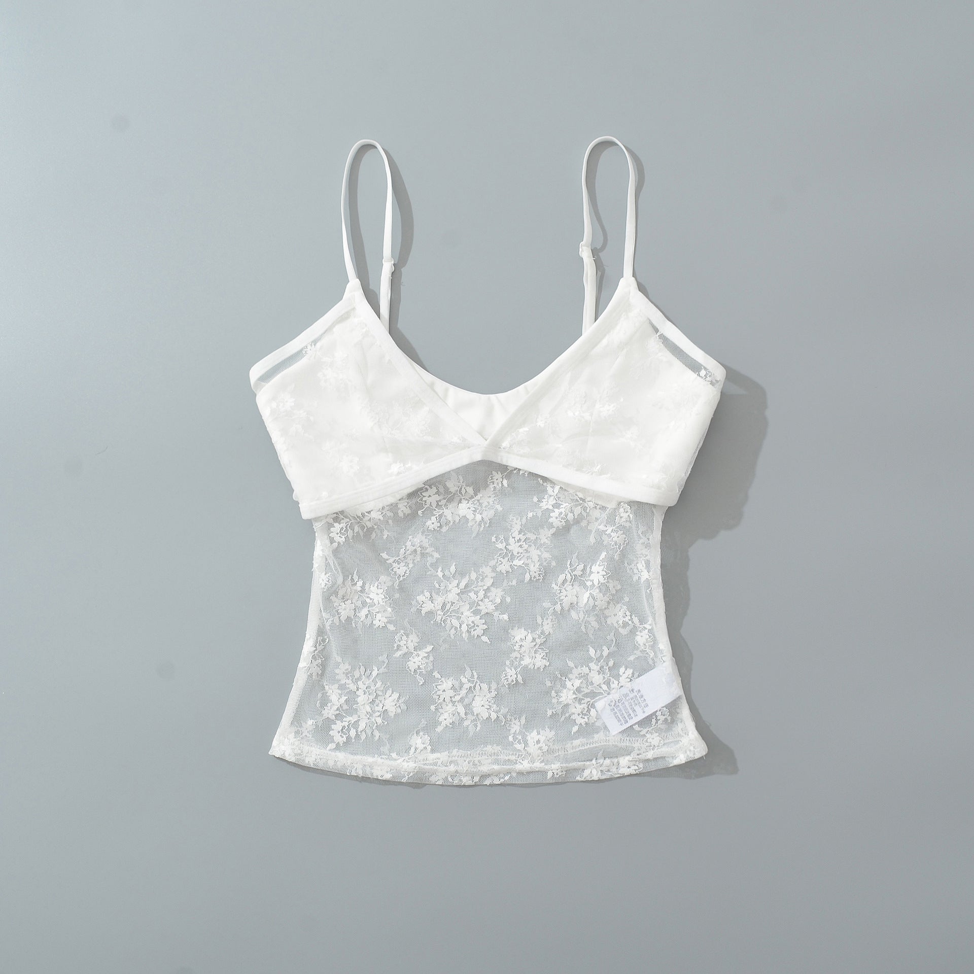 Slim Fit U-Neck Solid Lace Hollow Out Crop Tank Top