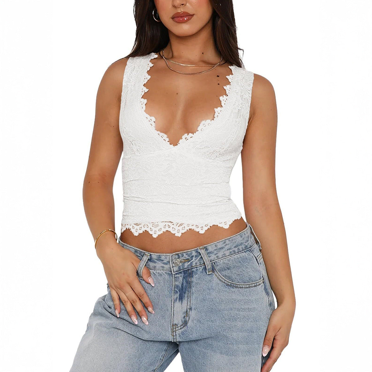 Sexy Lace Y2K Crop Top