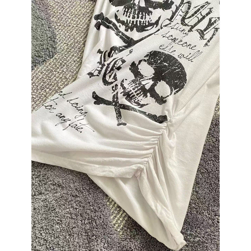 American-style Premium Skull Print Top