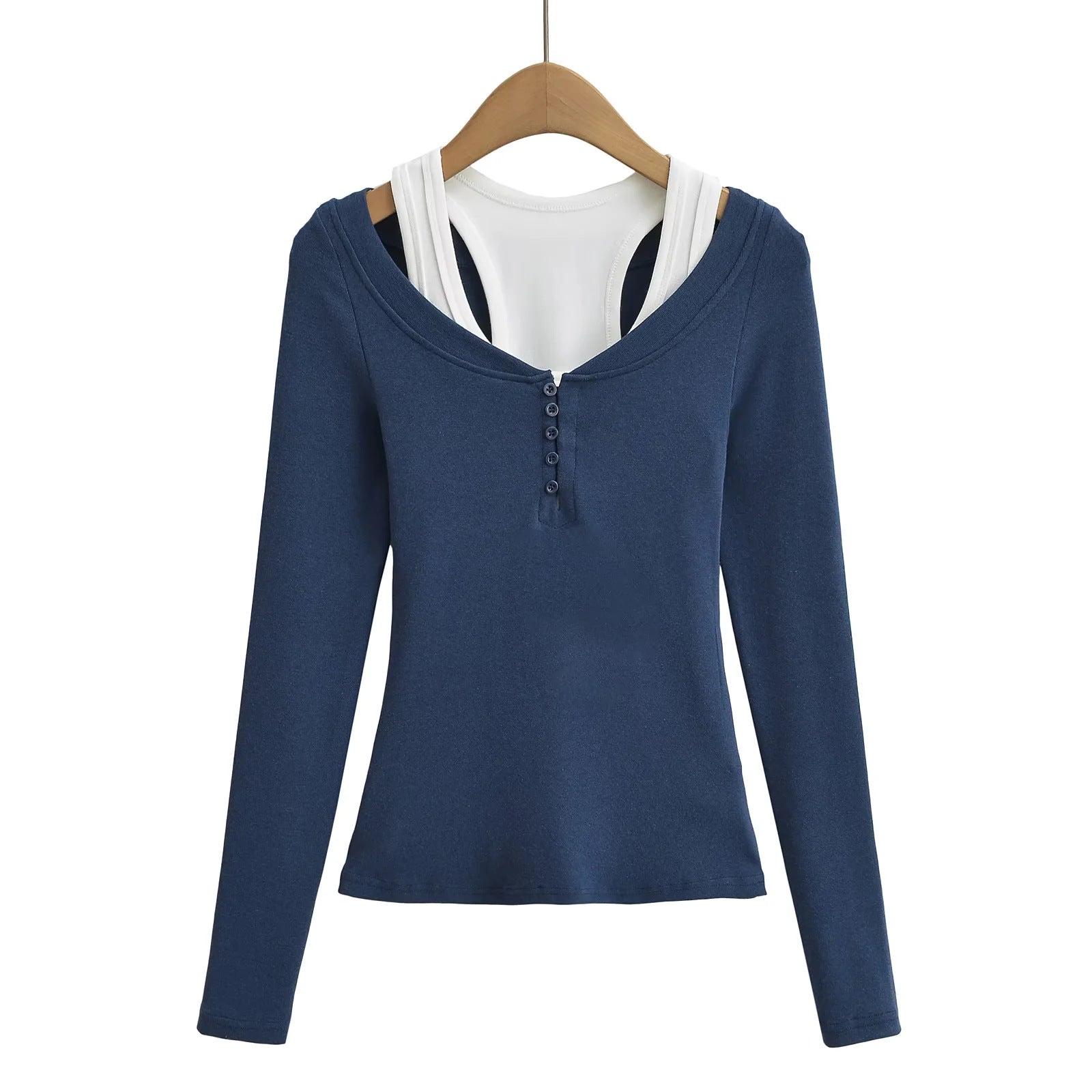 Tank top+V-neck button top two-piece set