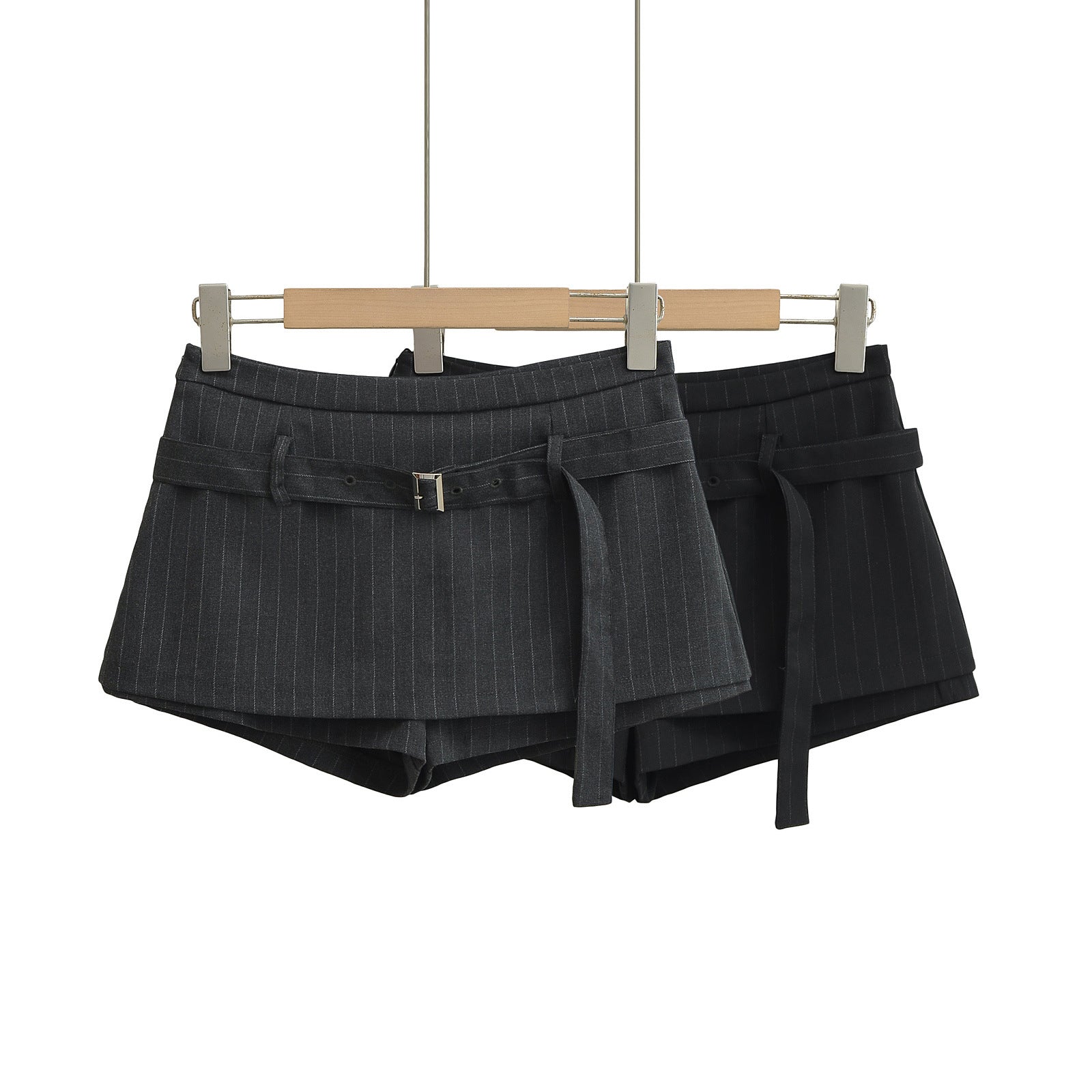 Low Waist Fake Two Piece Striped Pants Half length Skirt