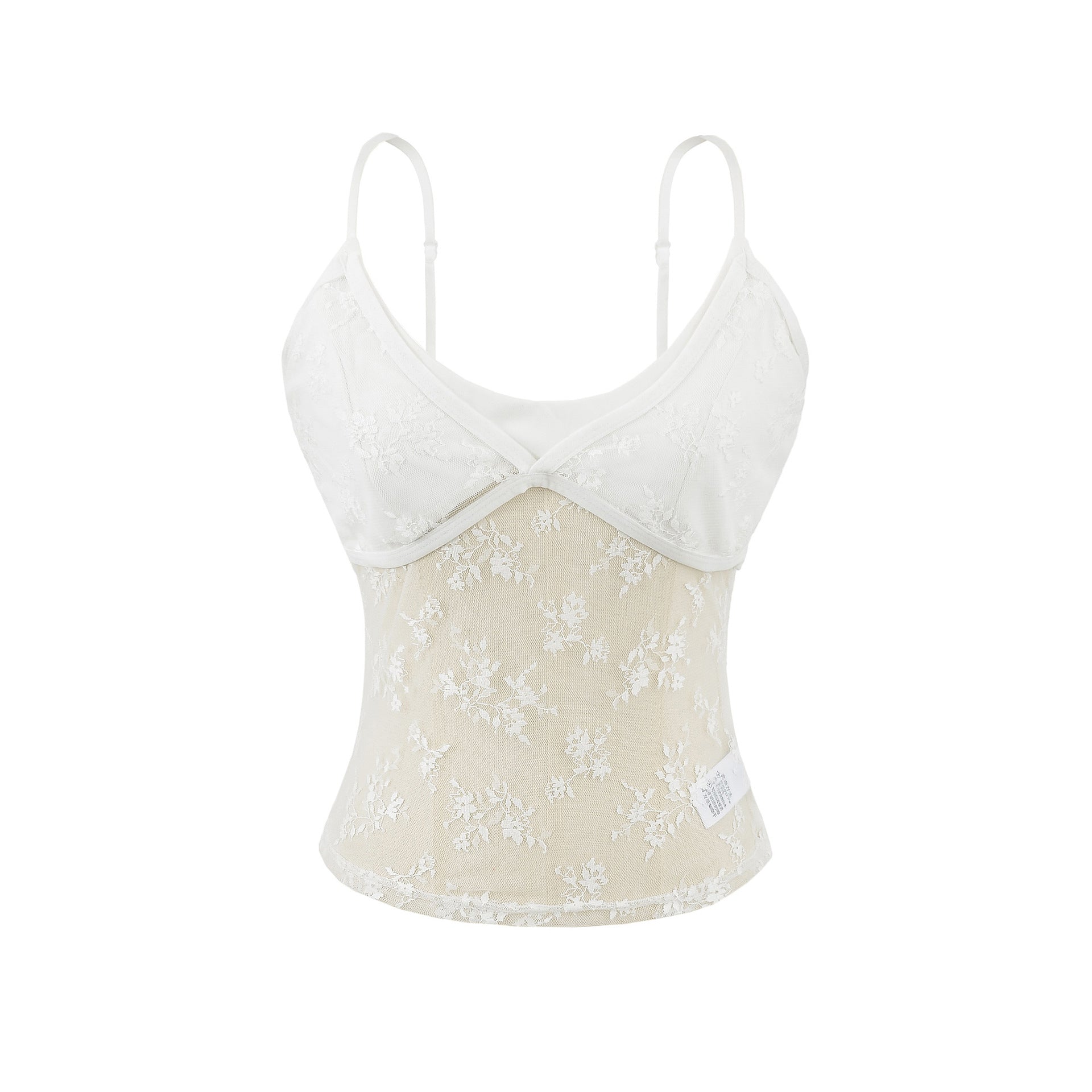 Slim Fit U-Neck Solid Lace Hollow Out Crop Tank Top