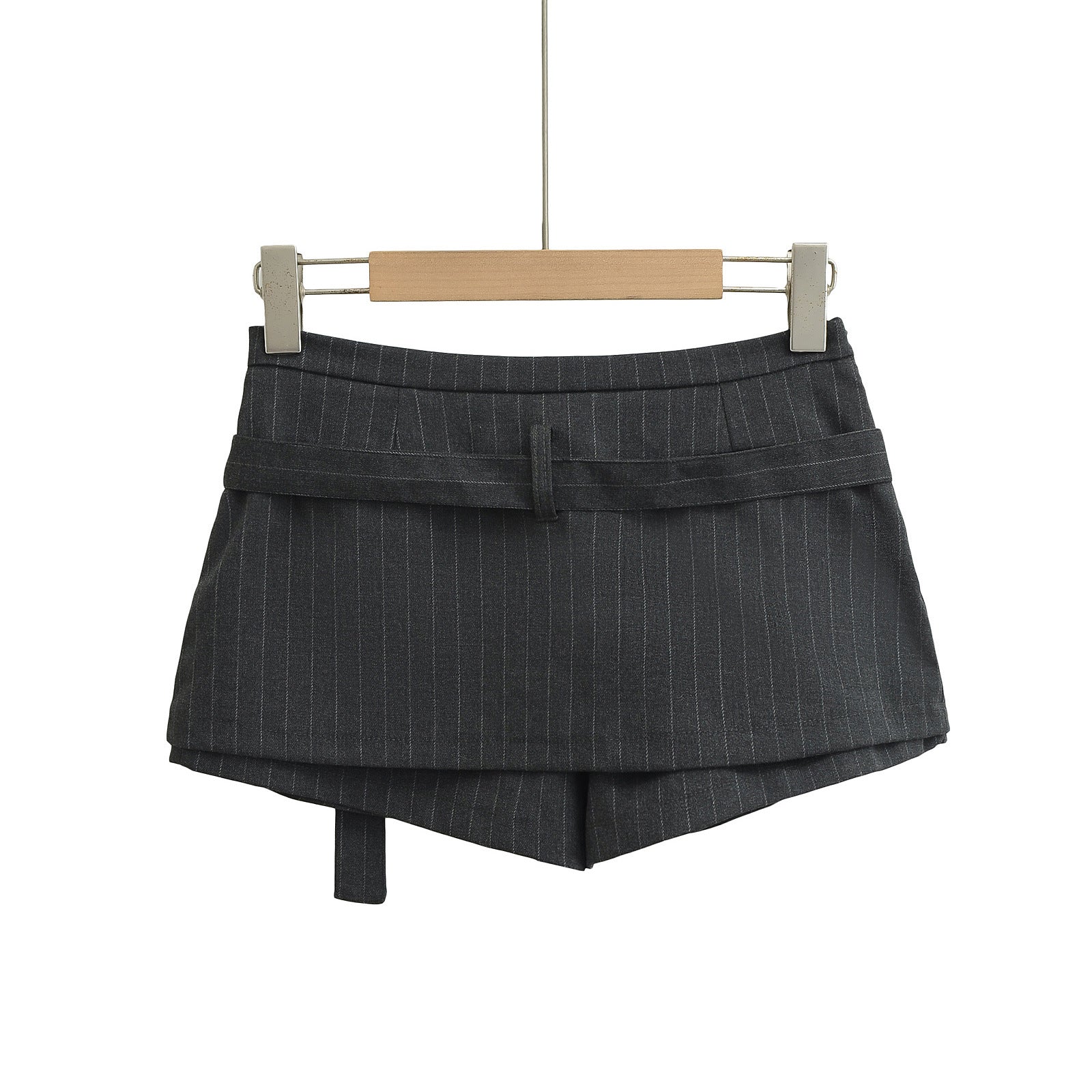 Low Waist Fake Two Piece Striped Pants Half length Skirt