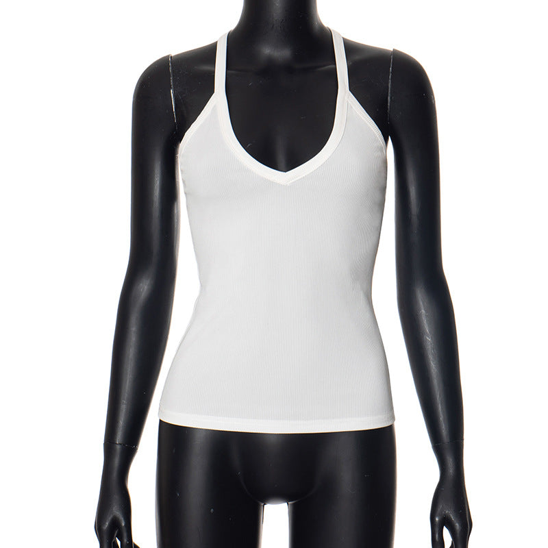 Solid Color Strapless Backless Crop Top T-shirt