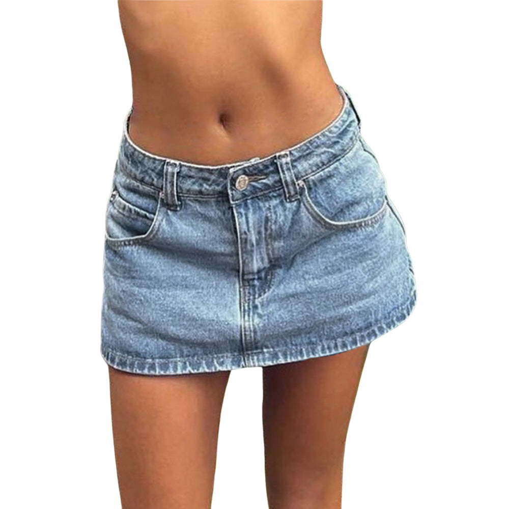 Low Waist Denim Mini Skirt