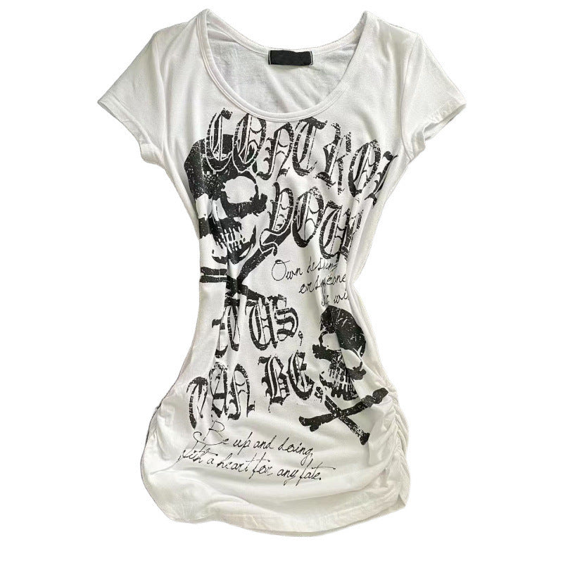 American-style Premium Skull Print Top