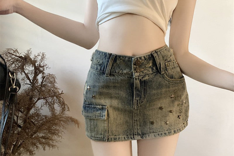 Vintage Y2K Low Waist Denim Mini Skirt