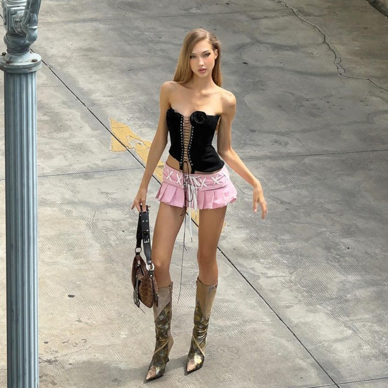 Off Shoulder Tube Top & Low Waist Skirt