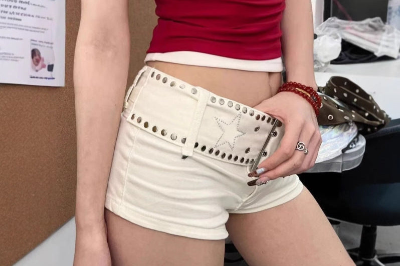 Vintage Y2K Low Rise White Denim Shorts